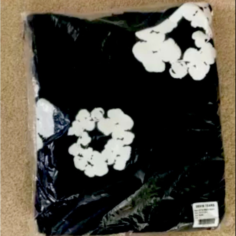 black denim tear hoodie-Large